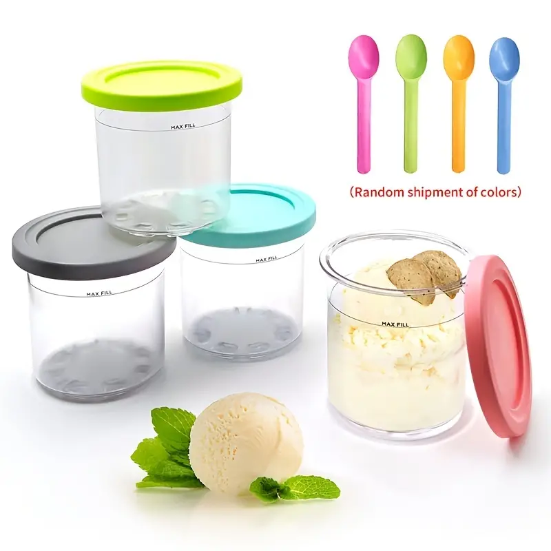 Ice Cream Pint Containers With Lids Freezer Food Storage - Temu