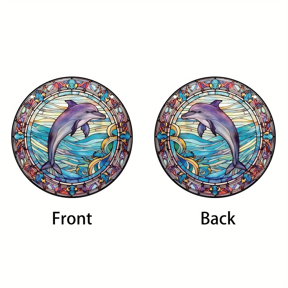 Wind Spinner Dolphin Stained Glass Look Dolphins 3D Metal Garden