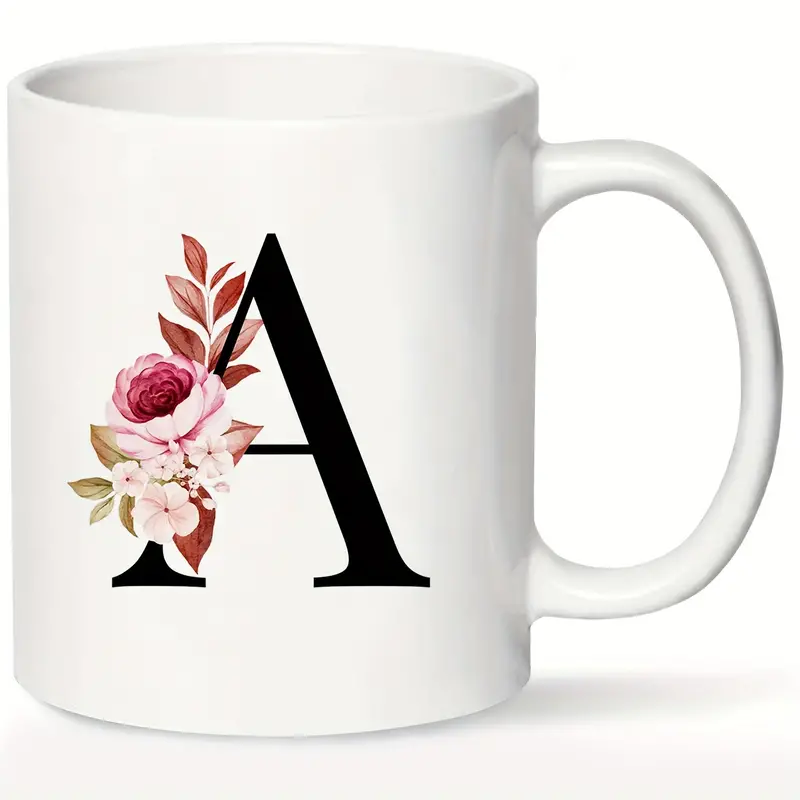 Letter Flower A z Coffee Mug For Office And Home Alphabet - Temu