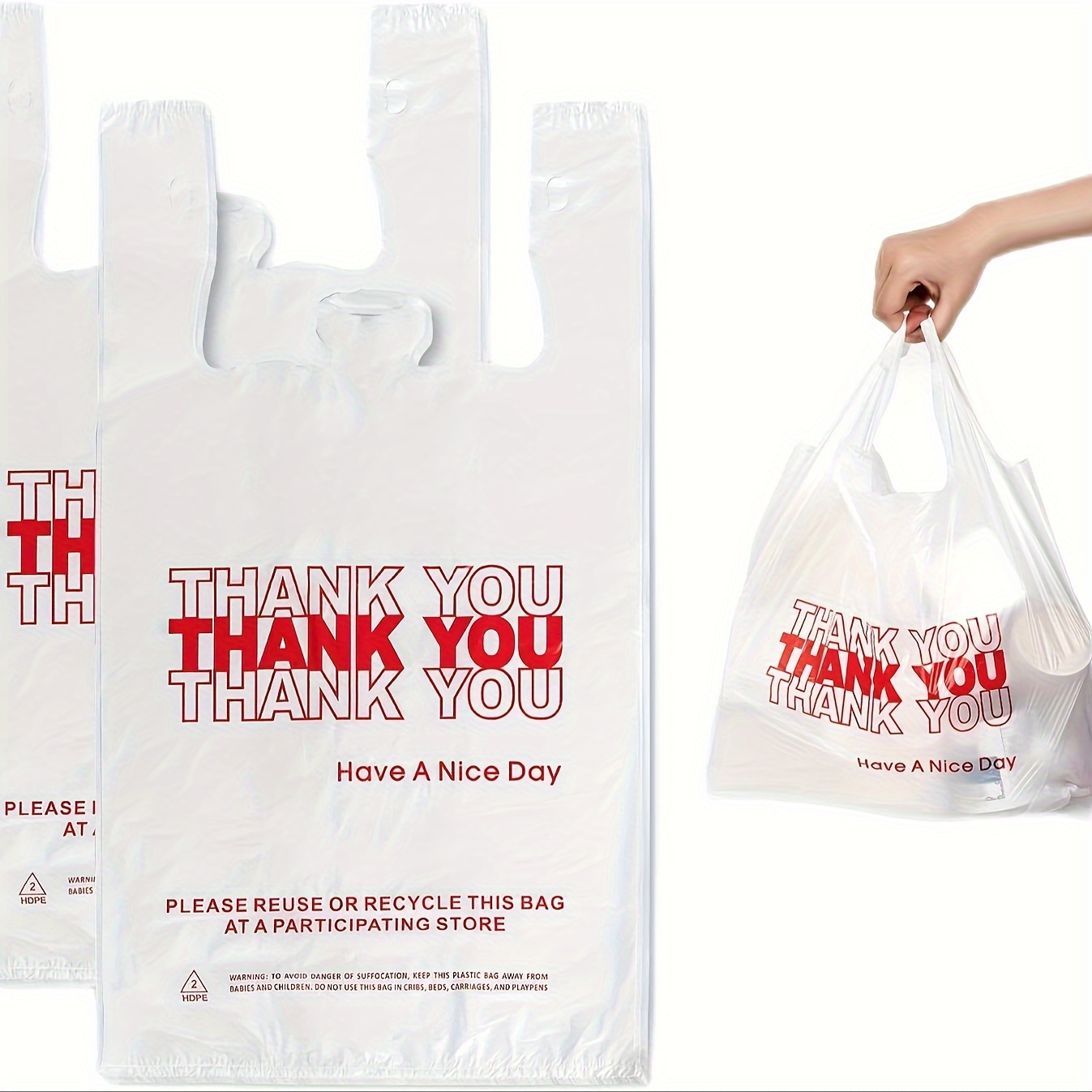 50Pcs disposable transparent plastic bag thickened flexible strong Bento  food packaging vest type portable Gift Shopping Bags 210517