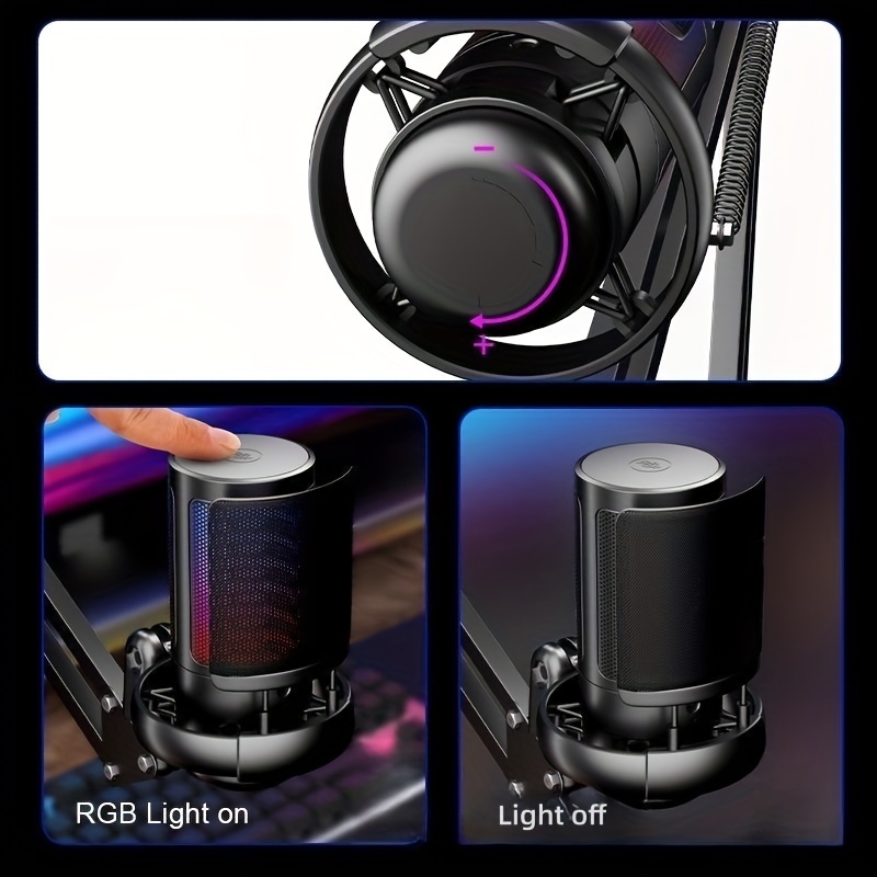 Me6s Gaming Microphone Usb Microphone Rgb Live Streaming Temu