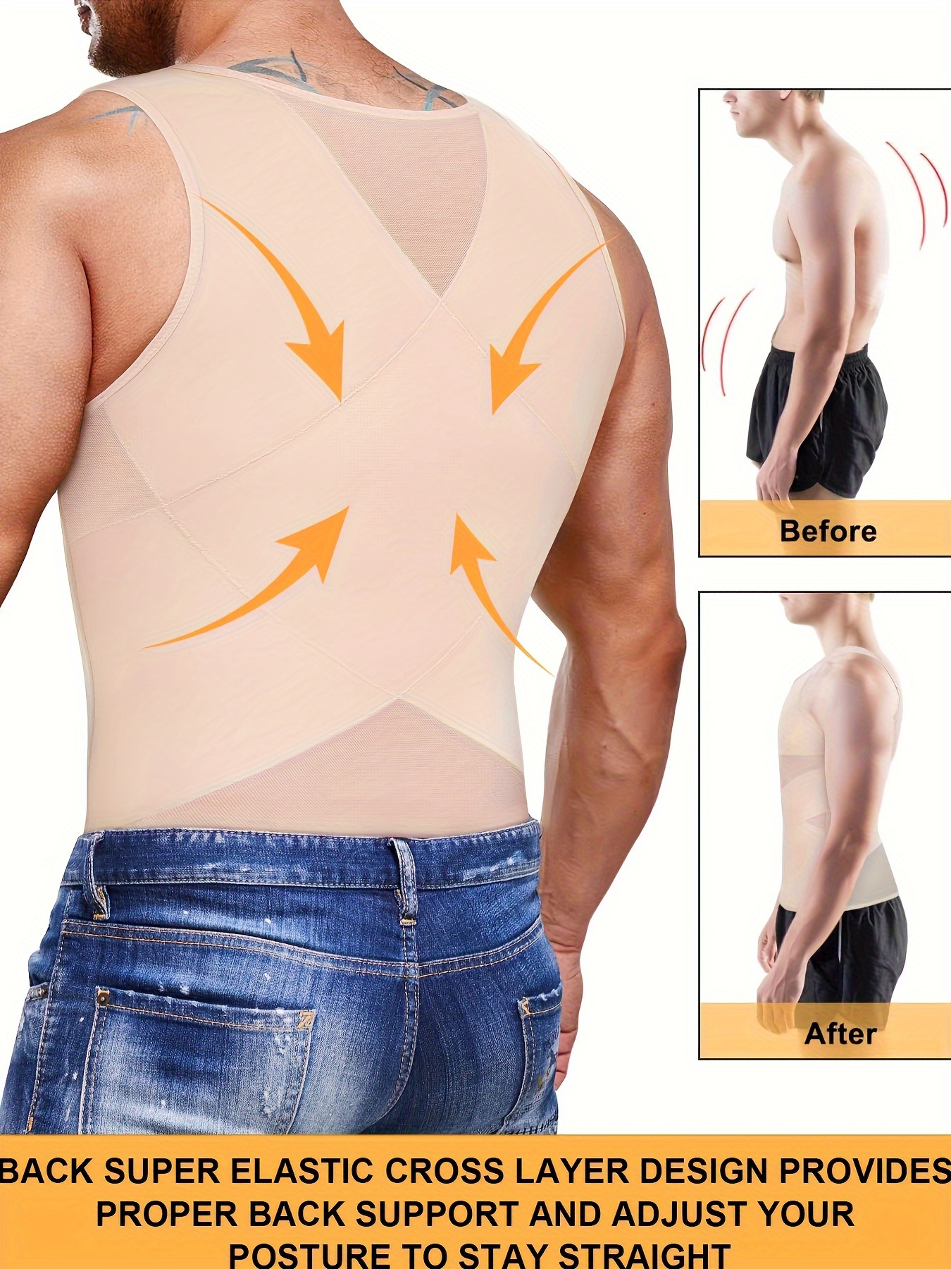 Men's Compression Shirt Body Shaper Slimming Vest - Temu