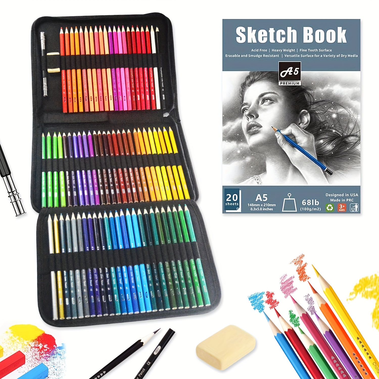Ccfoud Kit De 72 Crayons De Couleur Fournitures D'art Pour - Temu