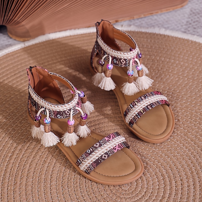 Sandalias Trenzadas Estilo Étnico Mujer Sandalias Moda - Temu