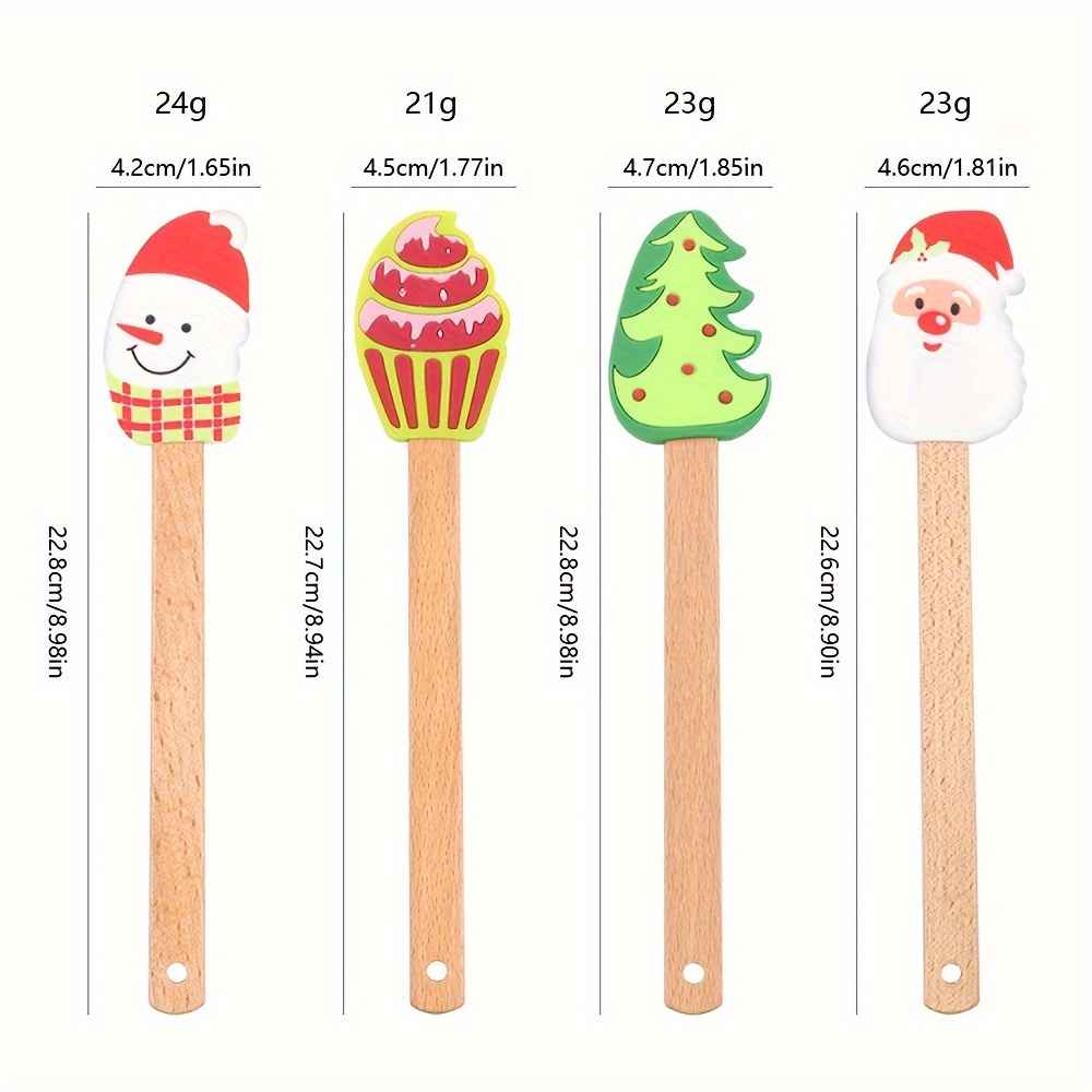 Silicone Cream Spatula, Christmas Tree Cream Spatula, Santa Claus Spatula,  Snowman Cake Mixing Batter Scraper With Wooden Handle For Kitchen Baking  Tools, Kitchen Stuff - Temu