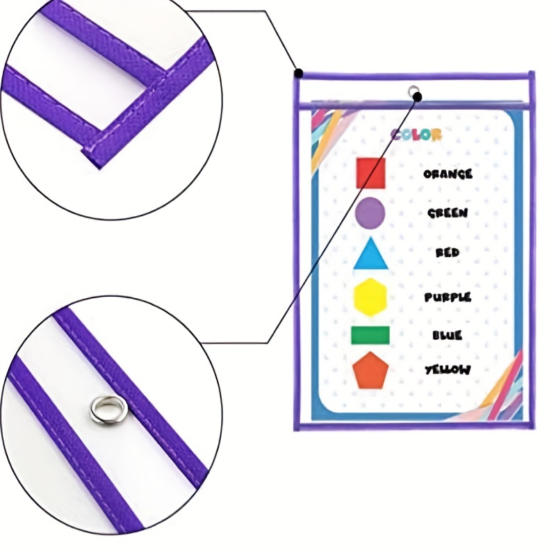 8 Pack Dry Erase Pockets Sleeves with Rings, 10 X 14 Inch Ticket Holders  Clear P