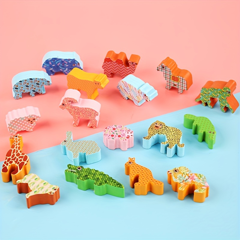 Wooden Animal Blocks Stacking Animals Balance Block Toys - Temu