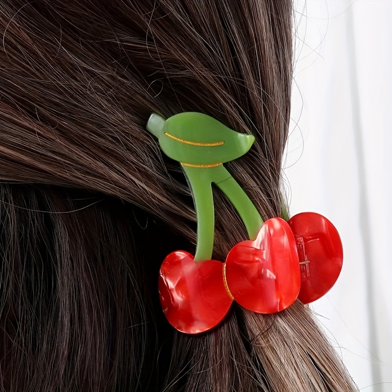 

1pc Lovely Cartoon Fruit Shaped Hair Claw Clip, Strawberry Hair Grab Clip, Cute Cherry Hair Claw Clip, Trendy Hair Accessories For Women And Daily Uses