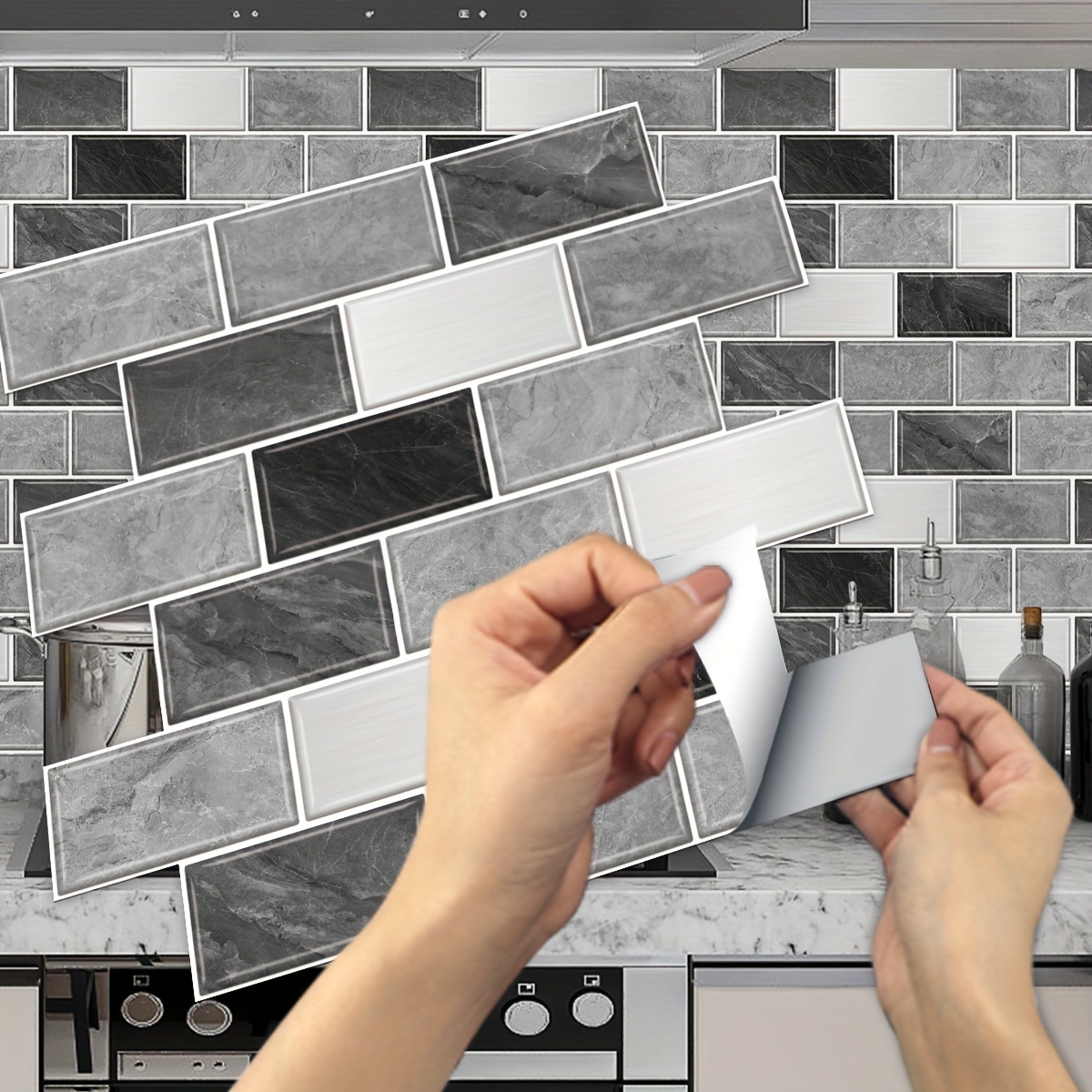 Peel And Stick Backsplash White Subway Tiles 3d Self - Temu