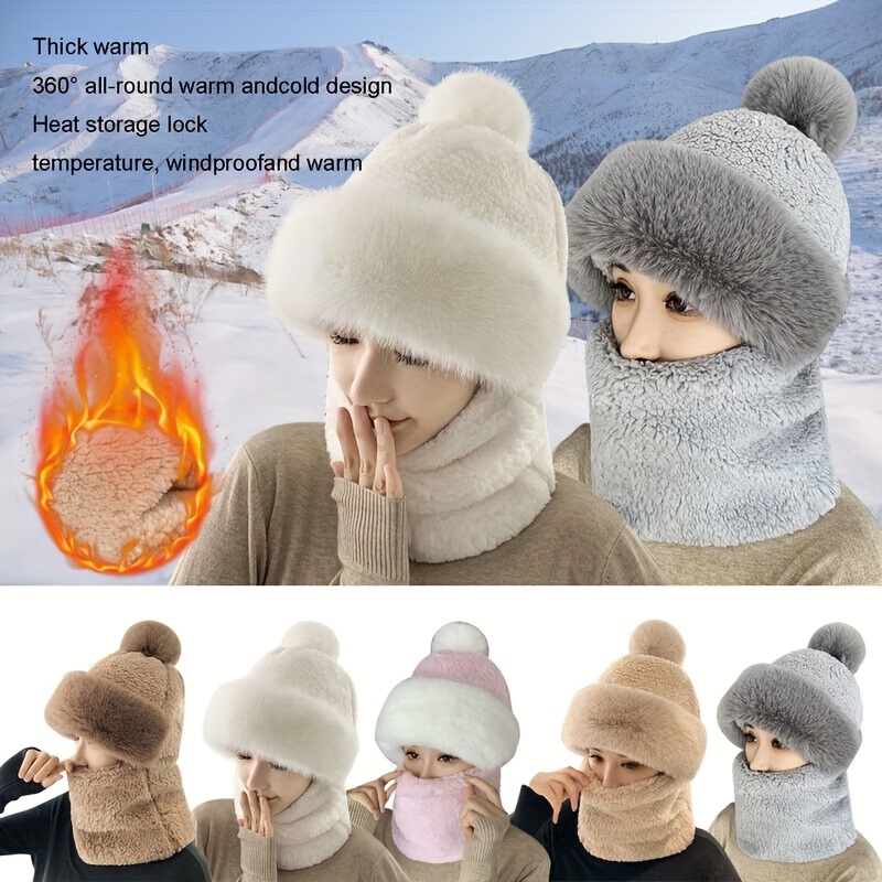 Acheter Écharpe coupe-vent pour hommes et femmes, chapeau d'hiver en laine,  écharpe à capuche, bonnet en tricot, masques chauds coupe-vent