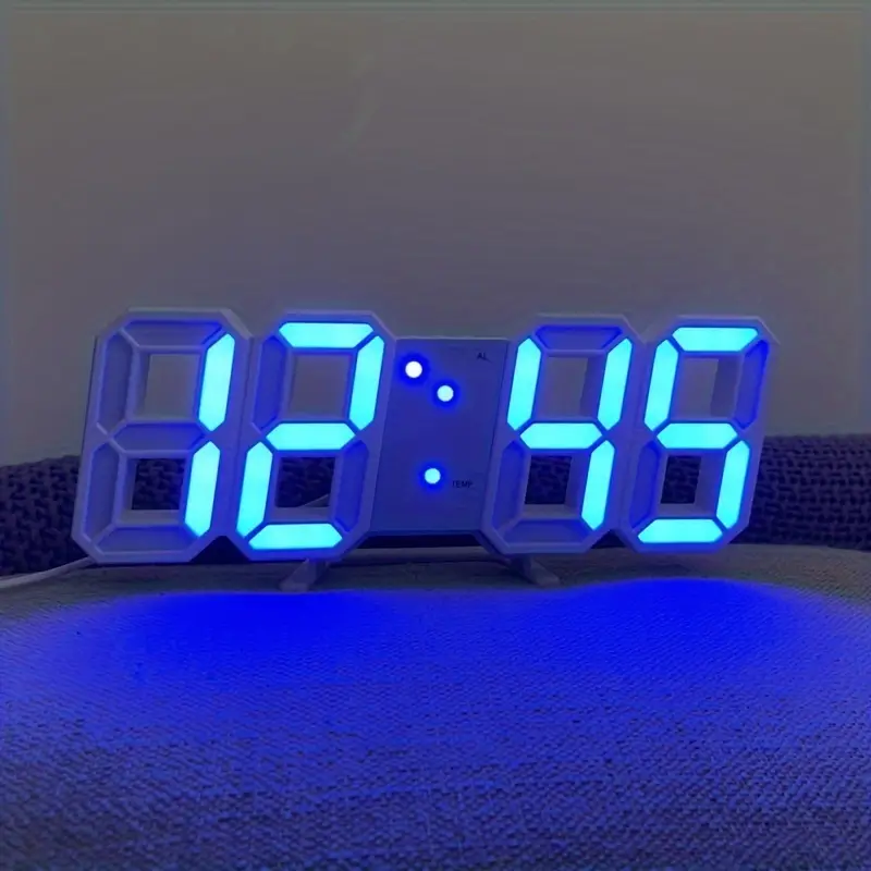 1pc 3d Digital Alarm Clock Wall Led Number Time Clock 3 Auto Adjust  Brightness Levels Led Electronic Clock Snooze Function Modern Night Light  Clock Date Temperature Display Multiple Colors, Buy , Save