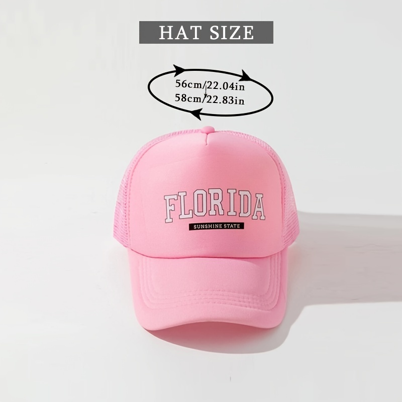 Florida Slogan Embroidery Baseball Solid Color Casual - Temu Australia