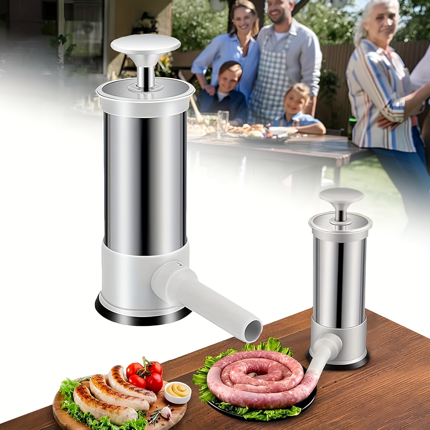 Poussoir à Saucisses, Machine de Cuisine Horizontale de 2 Lb Kit de Farce à  Viande en Aluminium avec Accessoire de Buses de