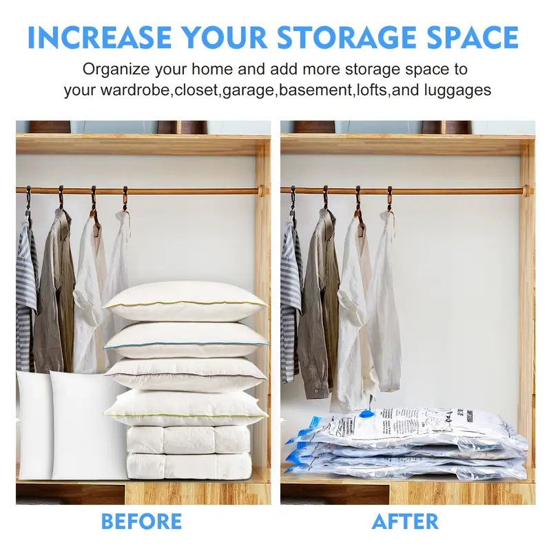 Pump / Vacuum Storage Bags, Space Save Compression Travel Seal Sacks For  Clothes Pillows Bedding Closet Home Organizer - Temu