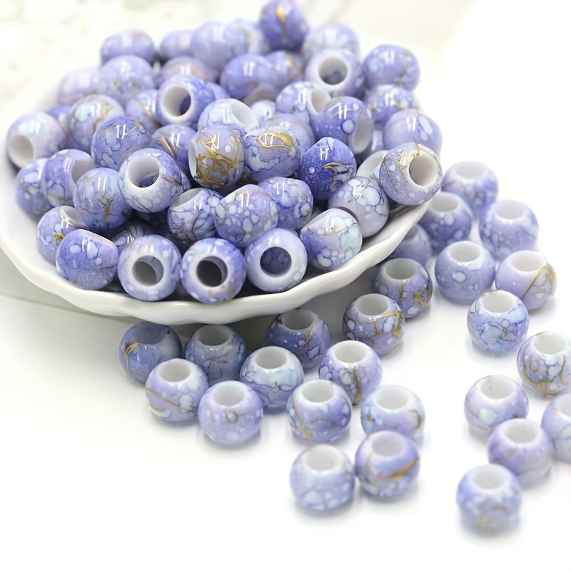 Retro Printed Large Hole Decorative Loose Beads For Jewelry - Temu