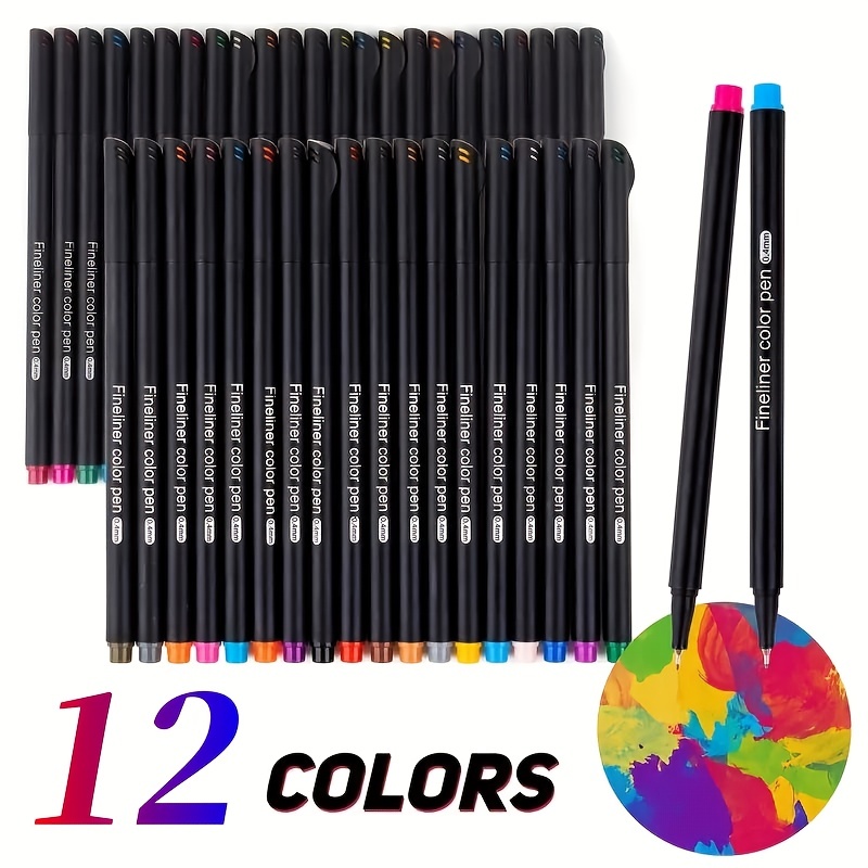 10pcs/set Colorful Fine Line Drawing Pens With Outlines, 0.4mm Tip