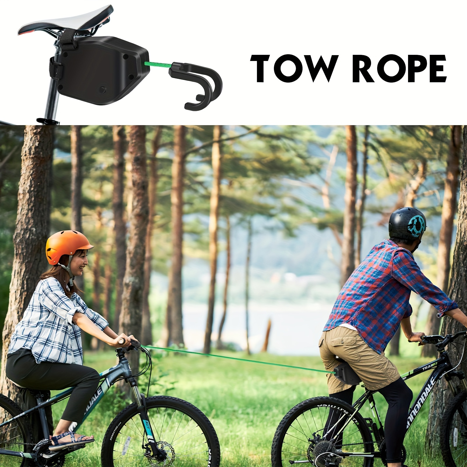 1pc Bike Towing System Kit, Retractable Bicycle Towing Rope For Mountain &  Road Bike (Size: 2.5M/98.43inches)