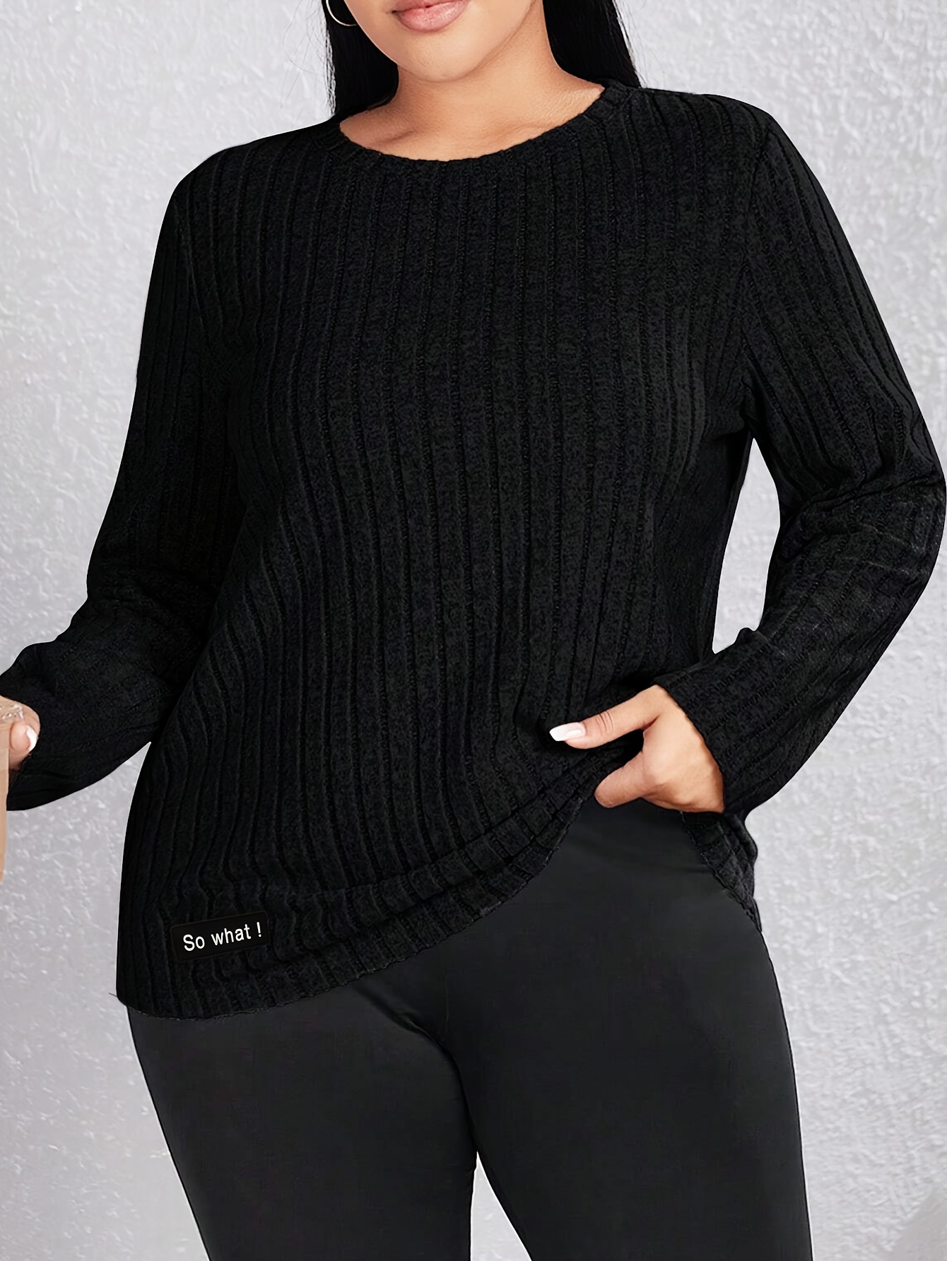 Plus Size Rib Knit Solid Long Sleeve Hoodie Tops Leggings - Temu Portugal