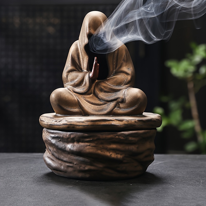 Monk Praying Meditation Lotus Incense Stick Holder | Peace Serenity  Tranquility Calmness | Home Decoration | Office Ornaments