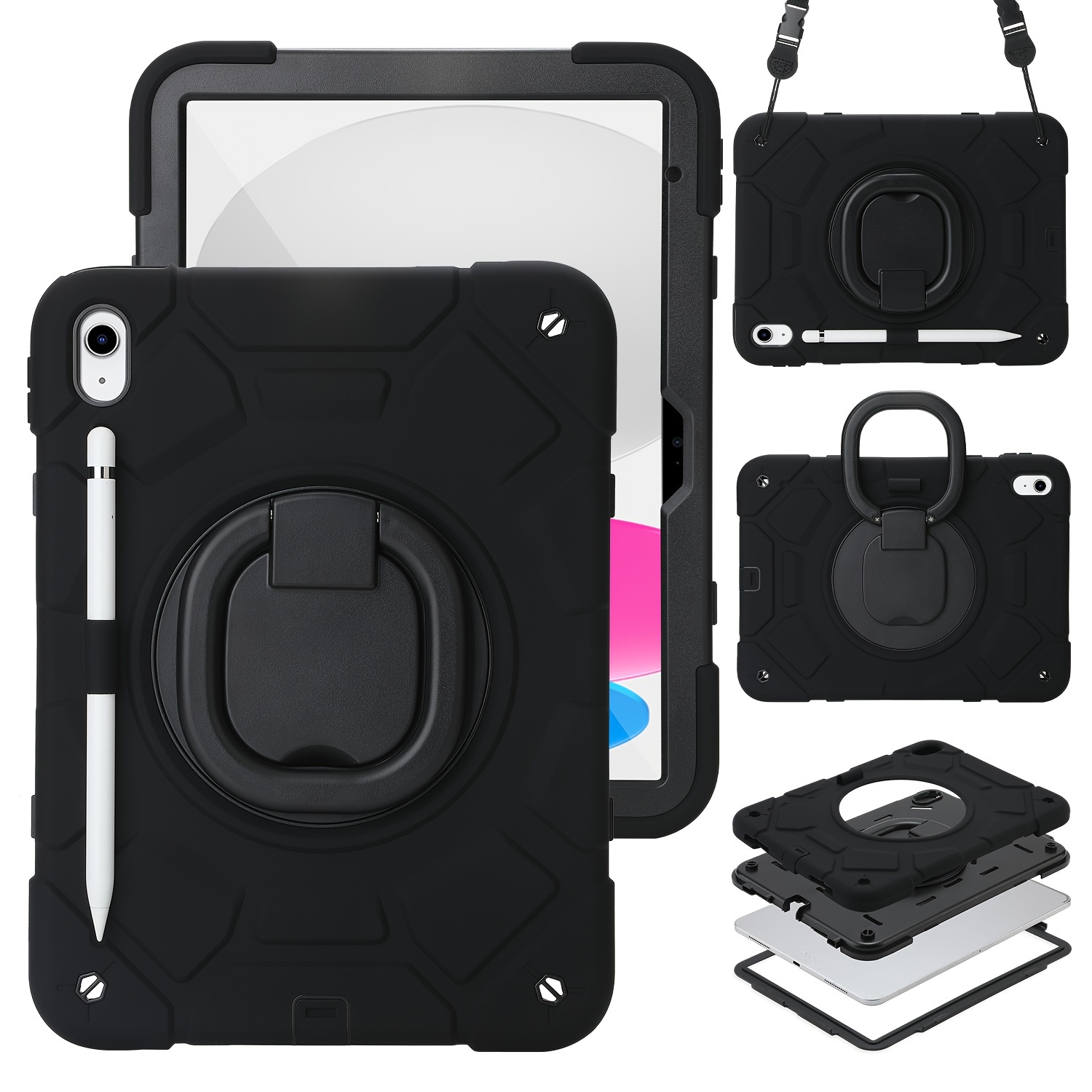 

Protective Case For Ipad 10th Generation Case(2022), With Pencil Holder 360° Rotating Handle Stand, Heavy Duty Shockproof Case For Ipad 10.9 Inch