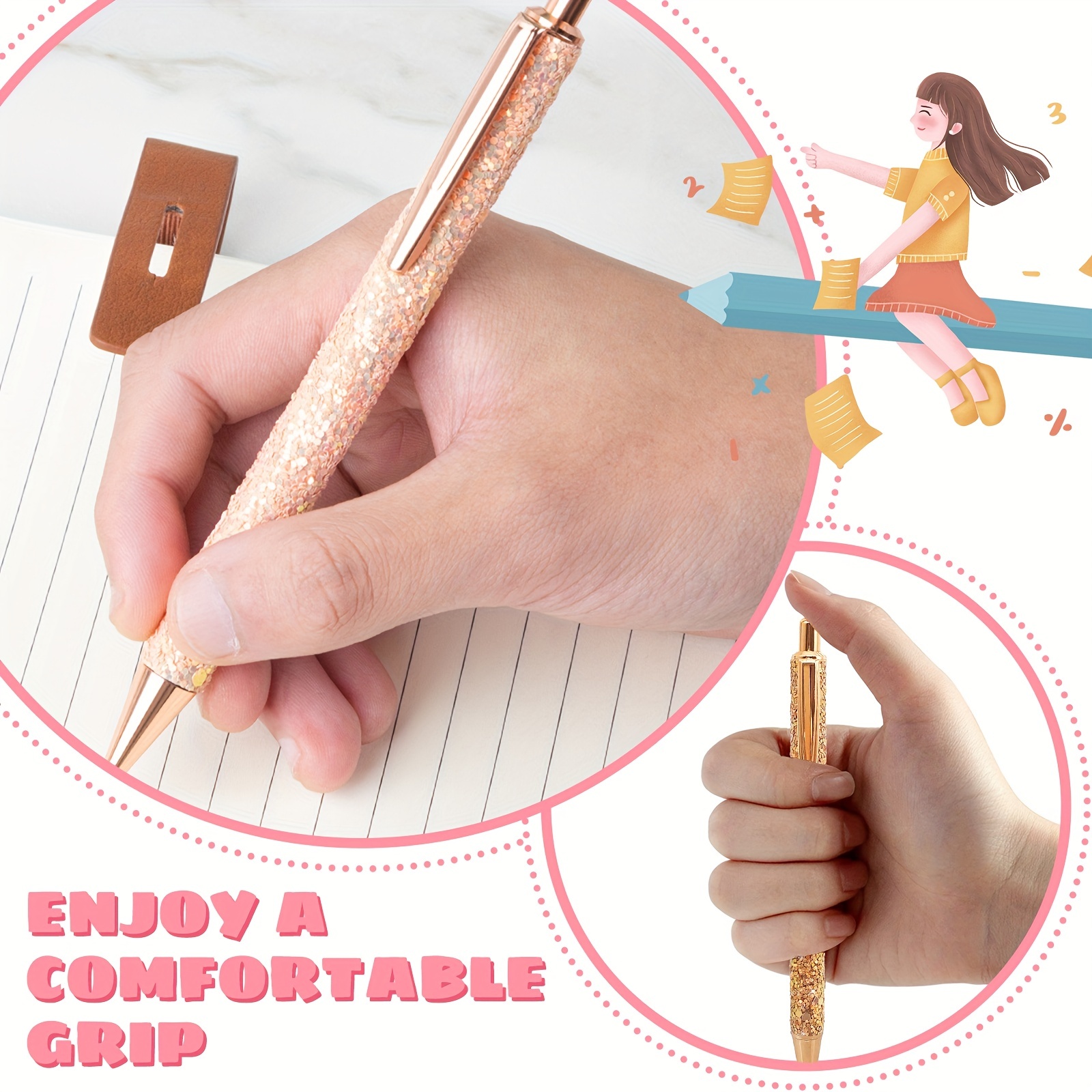 Fancy Glitter Ballpoint Pens Cute Sparkly Writing Pens - Temu