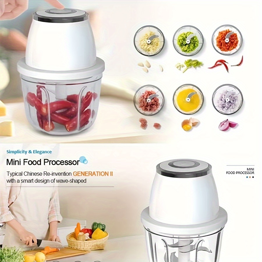 Electric Food Processor - 350ML Portable Garlic Chopper Mini Food