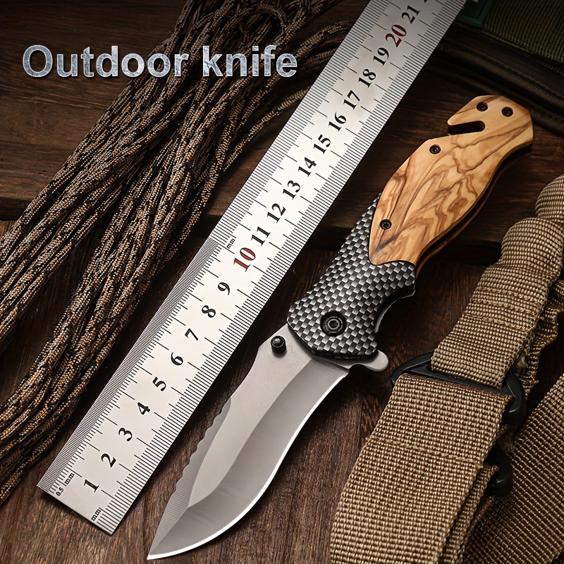 Cuchillo Plegable Acero Inoxidable Patrón Damasco Exteriores, Navaja  Bolsillo Jungla, Caza, Acampada, Supervivencia, Pesca, Senderismo, Mango  Madera, Regalo Ideal Navidad, Cumpleaños Fiestas - Deporte Aire Libre - Temu