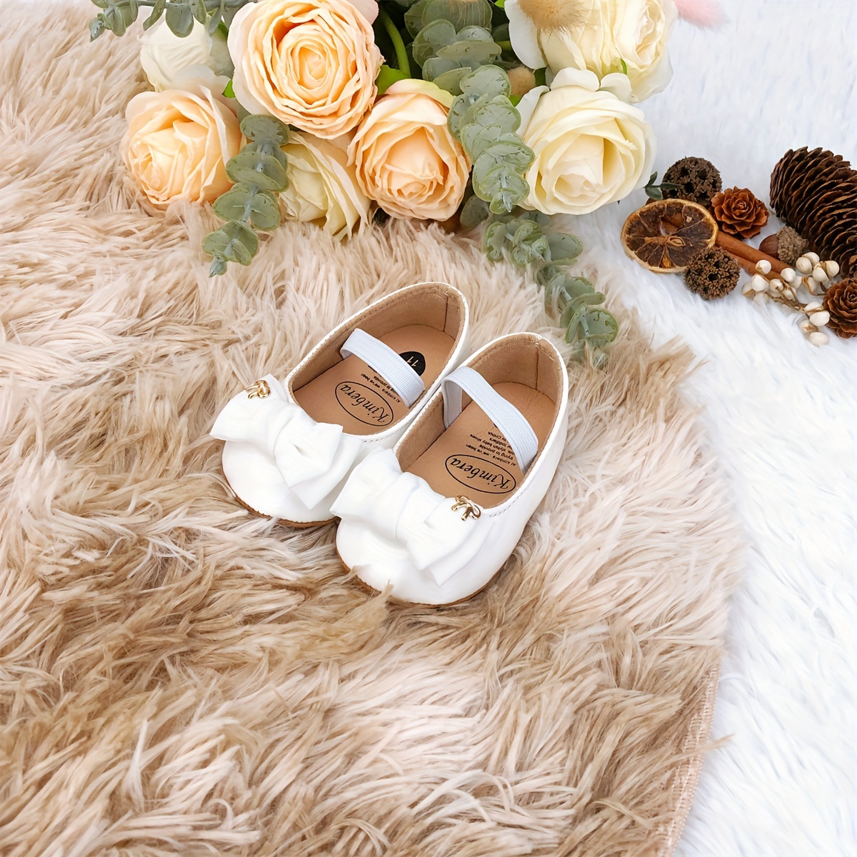 Trendy Elegant Bowknot Mary Jane Shoes For Baby Girls, Comfortable Lightweight Non Slip Soft Flat Sole Shoes For Indoor Outdoor Party, Spring And Autumn