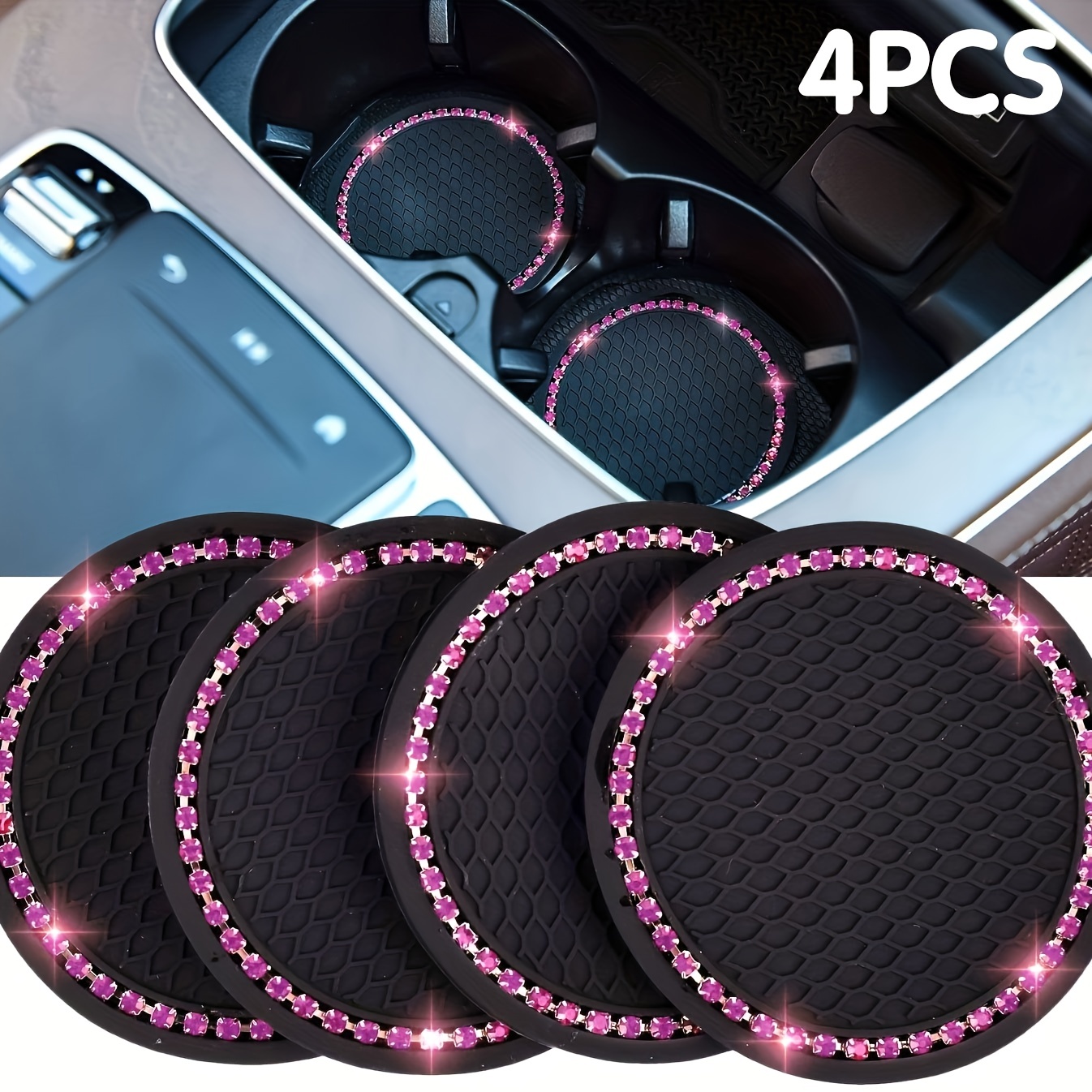 4psc Car Coasters For Cup Holders, 2.75 Inch Auto Cup Holder