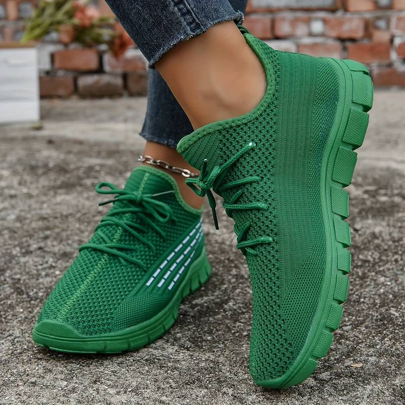 Women's Knit Lightweight Mesh Sneakers, Breathable Mesh Lace-up Running ...