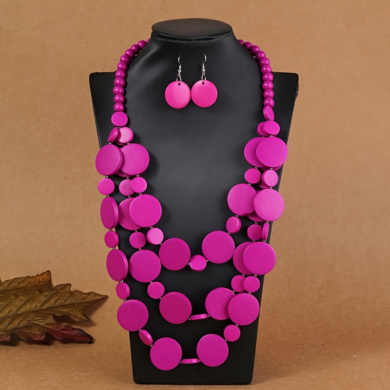 Hot Pink Statement Necklace & Earrings, Hot Pink Jewelry, Your Choice GOLD  or SILVER, Pink Bib Chunky Necklace, Pink Necklace -  Canada