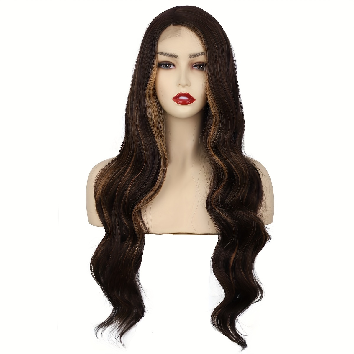 Skunk Stripe Wavy Wigs Long Body Wave Hair Wigs For Women 4*1 Lace