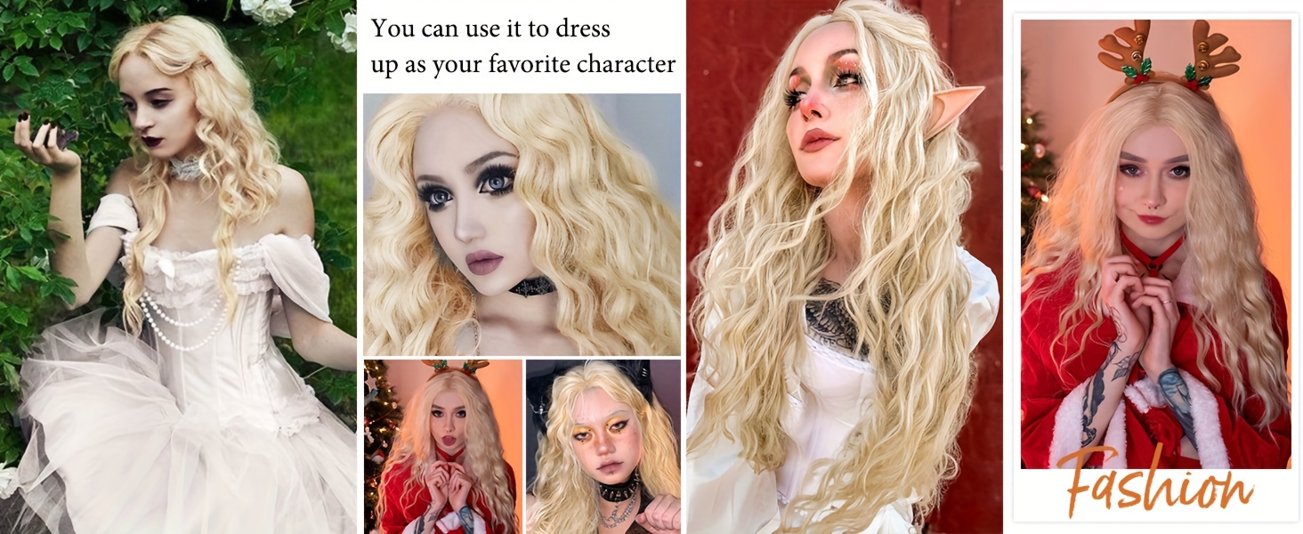 Weihnachts Blonde Perücke Mit Roter Schleife - 3-tlg. Set Für Mädchen & Frauen