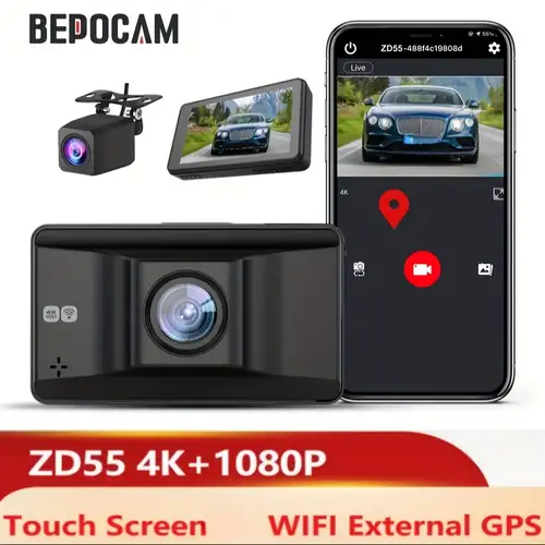 4k Wifi Gps Dash Cam Front And Rear, Double Objectif Caméra De