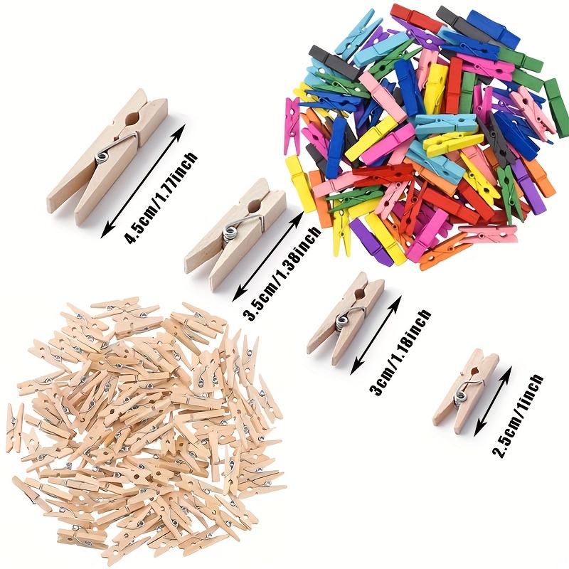 100Pcs Mini Multicolor Wooden Clothes Photo Paper Peg Clothespin Craft Clips  Red Metal, Wood 