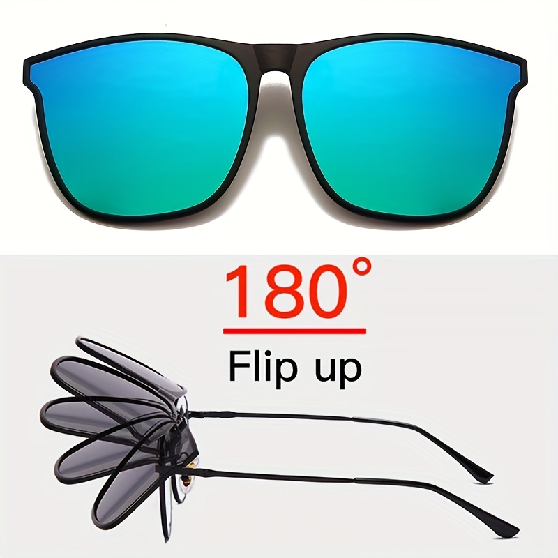 Polarized Clip Sunglasses Photochromic Square Flip Anti - Temu