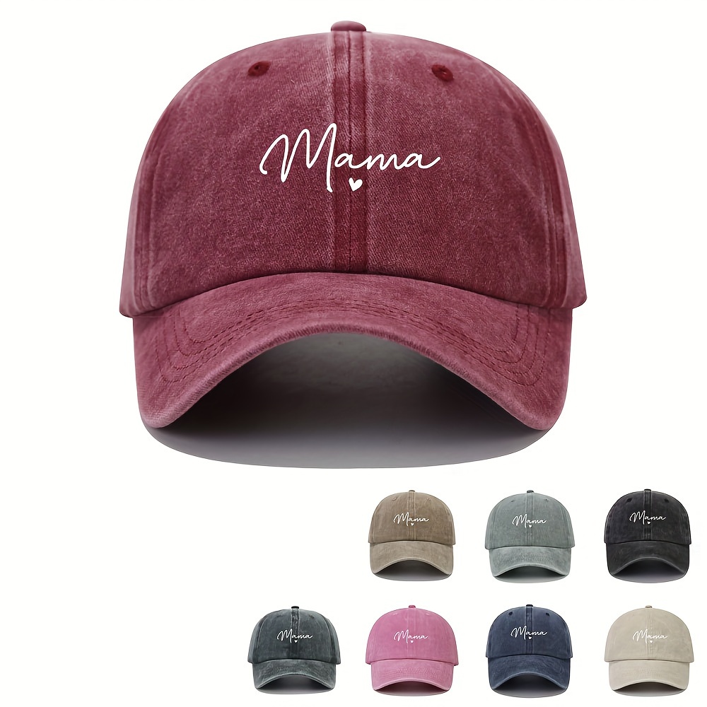 

Mama Printed Baseball Cap Solid Color Washed Distressed Casual Dad Hats Lightweight Adjustable Sun Hat For Women