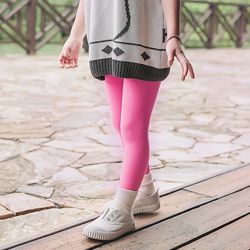 Solid Plush Lined Tights High Waist Elastic Footless - Temu