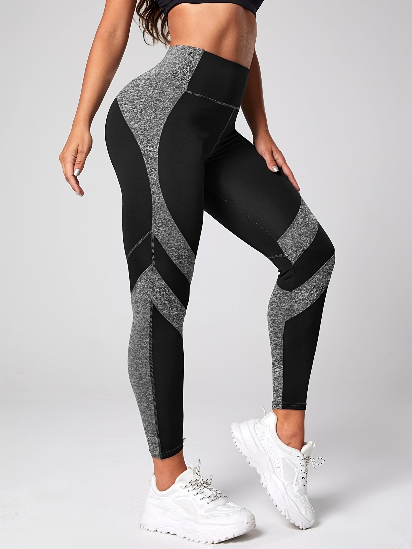 Women's Activewear: Contrast Color Striped Yoga Leggings - Temu Canada
