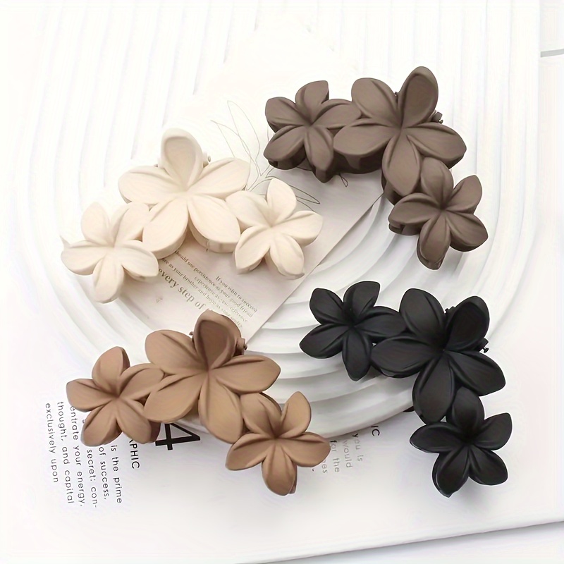 4pcs Simple And Sophisticated Flower Hair Claw Clips For The Back Of , Matte Texture Shark Clips, Fashionable Hair Accessories