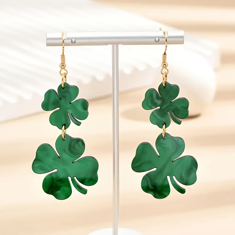 St Patrick's Clover Dangle Earrings