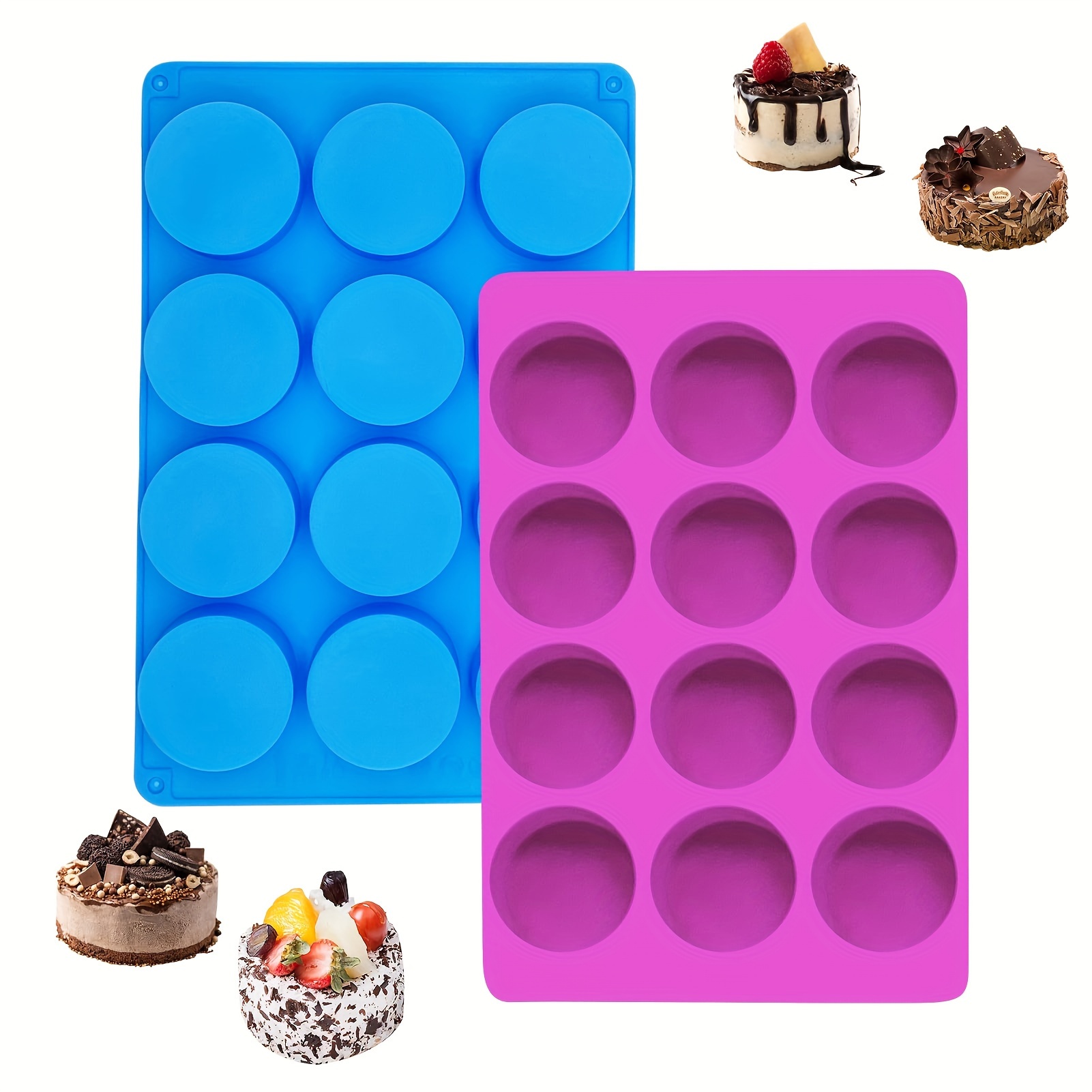 3Pcs Silicone Mold for Oreo Cookie Chocolate, 12-Cavity Round Cylinder  Chocolate Cover Molds for Candy, Silicone Baking Molds for Mini Cakes, Jelly