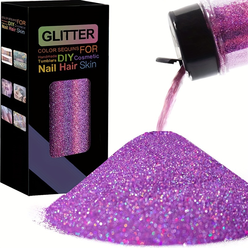 GlitterWarehouse Fine (.008) Holographic Solvent Resistant Cosmetic Grade  Glitter. Great for Makeup, Body Tattoo, Nail Art and More! (10g Jar)…