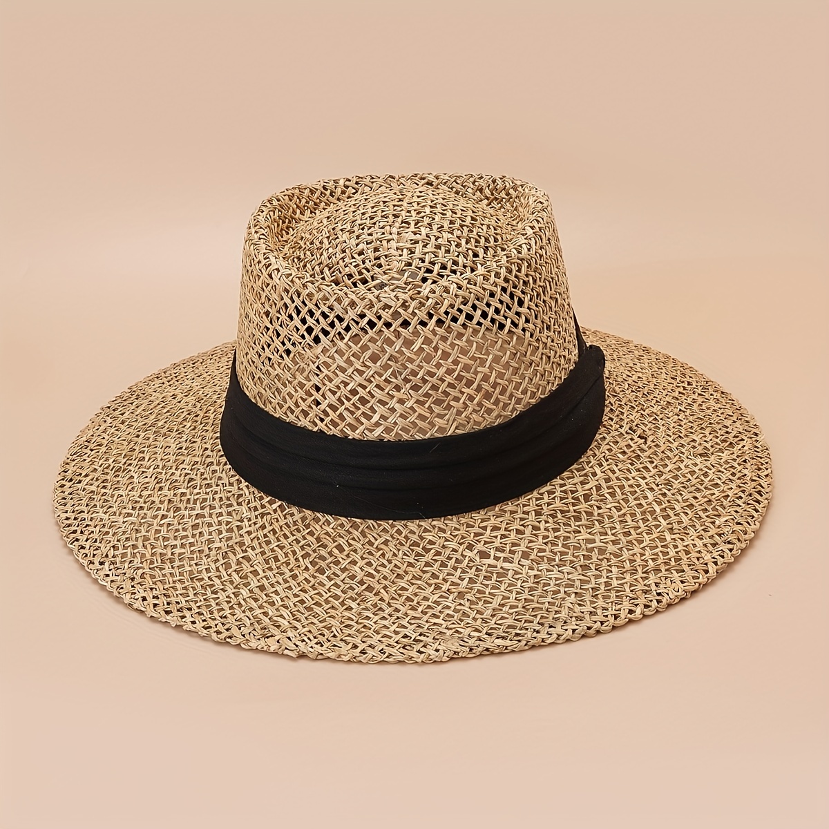 Hollow Out Jazz Sun Hat Classic Crochet Breathable Flat Top Fedora British  Style Felt Hat Summer Travel Beach Hat - Temu