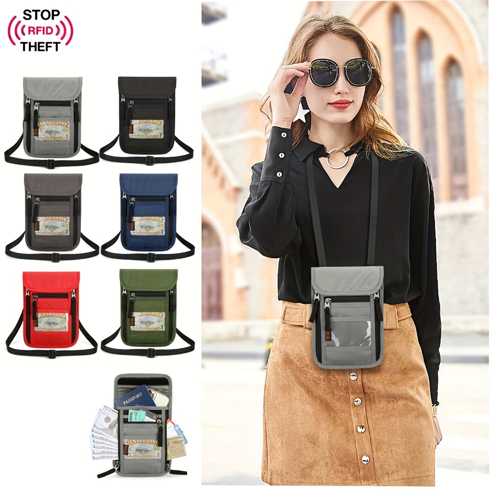 leather passport holder with neck strap