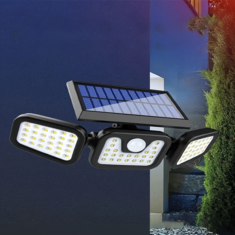 Lampe Solaire Exterieur, 3 Modes Projecteur Led Eclairage Exterieur Avec  Detecteur, 283 LED Spot Solaire Exterieur IP65 Etanche Lumiere, 2 pièces