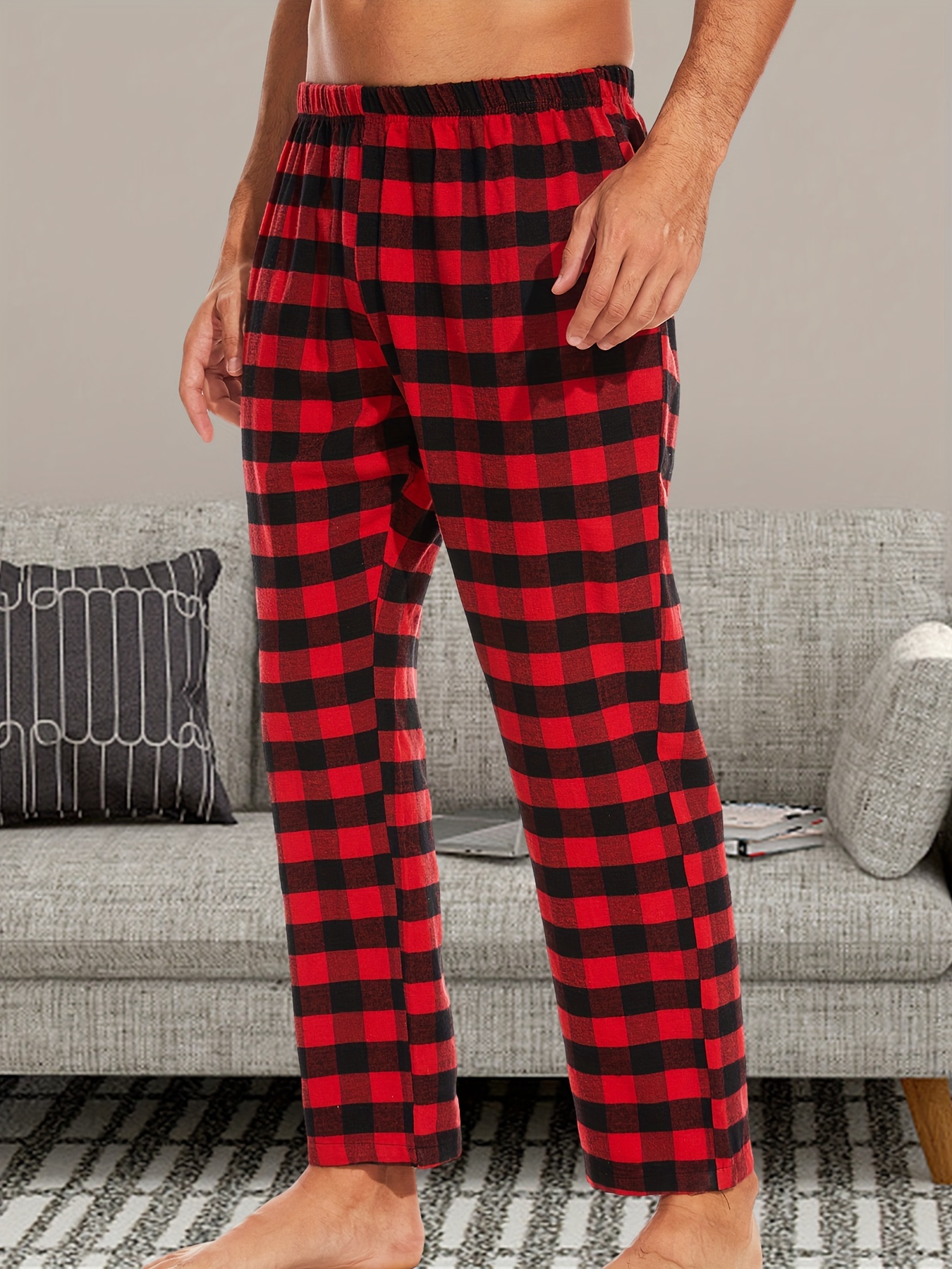 Men's Flannel Pajamas Pants Set Cotton Plaid Pjs Bottoms - Temu Canada