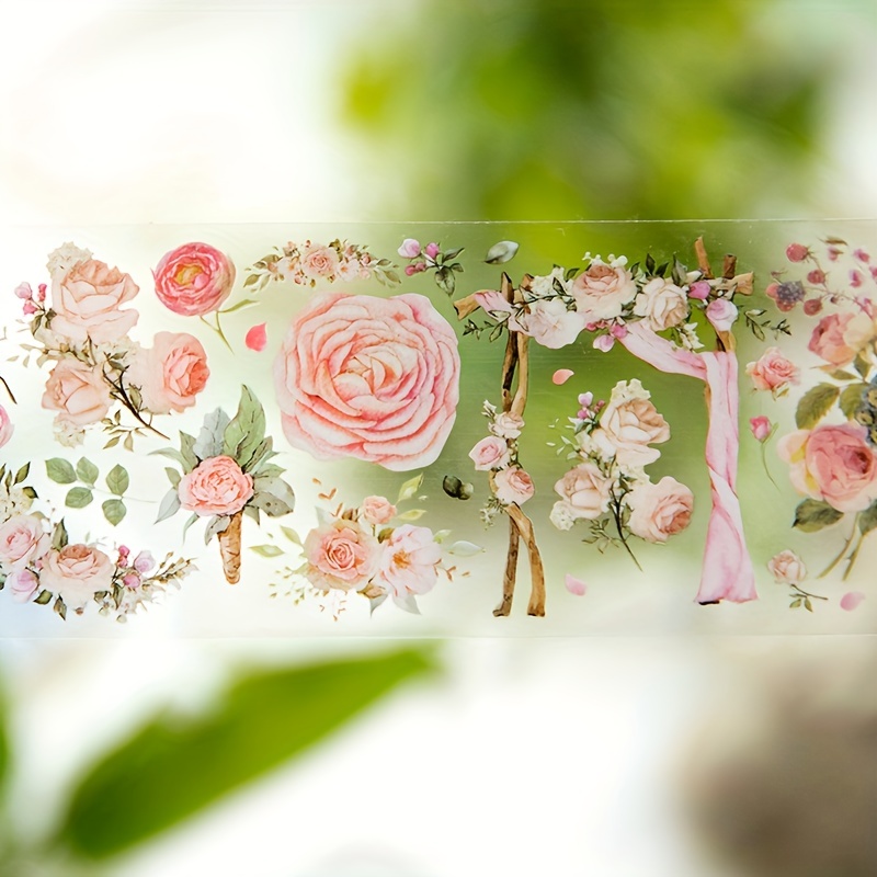 Plant A Piece Of Rose Series Pet White Ink Tape Fresh Retro - Temu United  Arab Emirates