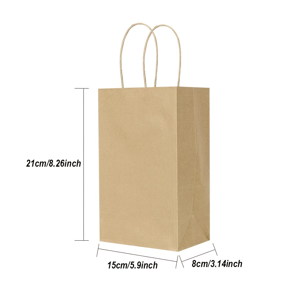  Qutuus 50 bolsas de regalo de 8 x 4.5 x 10 pulgadas, bolsas de  papel marrón con asas, bolsas de papel kraft, bolsas de regalo marrones,  bolsa de regalo de tamaño