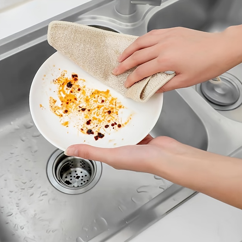 5pièces Éponge à vaisselle en coton à pâte de bois, tampon à récurer  multifonctionnel, chiffon à vaisselle, serviette à brosse vaisselle, chiffon  à vaisselle éponge absorbant l'eau outils de nettoyage : 